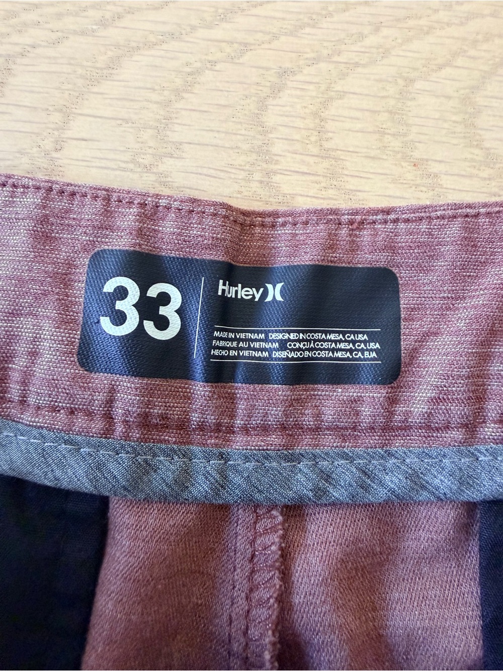 Hurley Men's Heathered Maroon Shorts - Picture 2 of 3